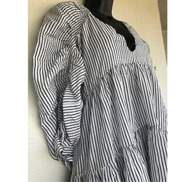 Frame Shirred Empire waist babydoll cotton/cupro tiered Parachute Dress Sz XS - Picture 6 of 9